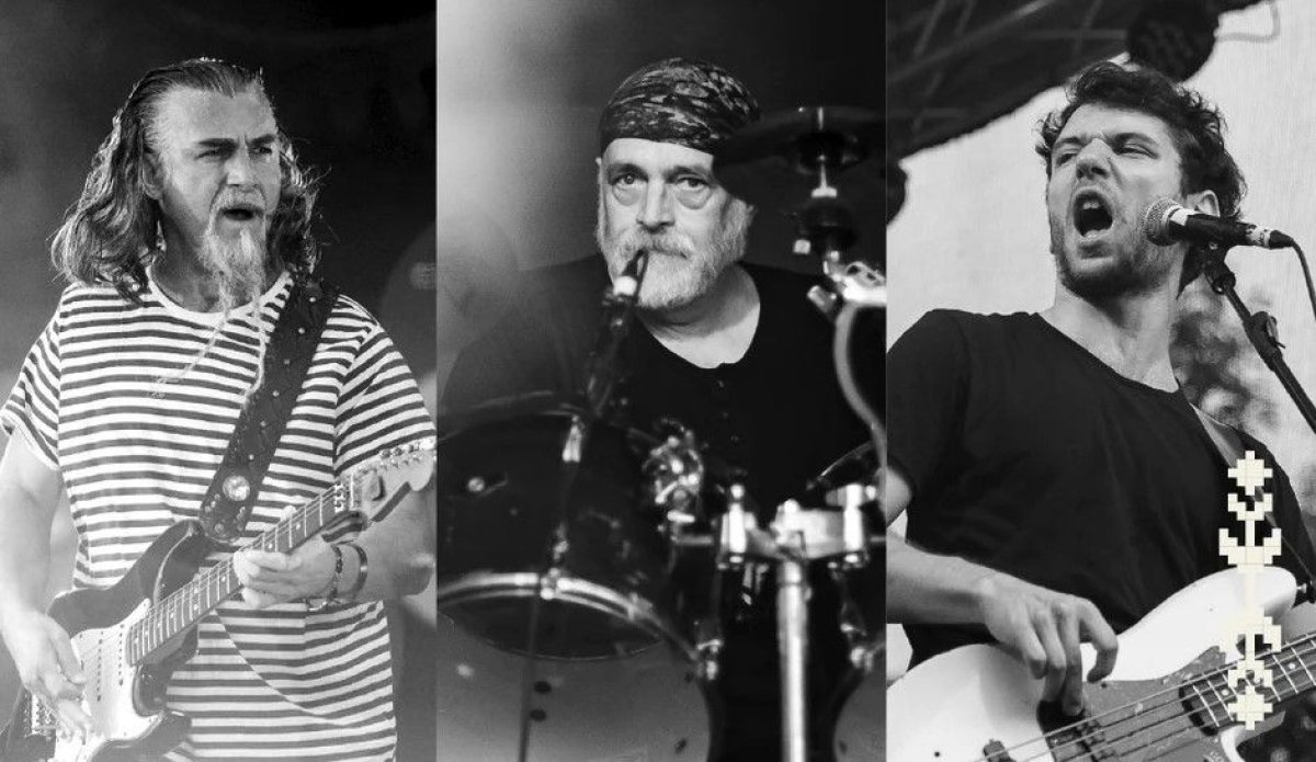 Timpuri Noi membrii trupei - Dan Iliescu chitara voce, Felix Sfura baterie, Vlad Apotrosoaiei bas - formatie rock romaneasca